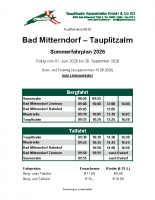 TAA Sommerfahrplan 2026
